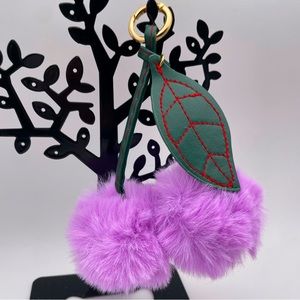 Purple Cherry Pom-Pom Bag Charm | Keychain (Brand New!) 🍒